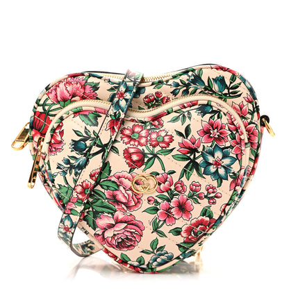 Gucci Matelasse Diagonal Brit Roses Print Mini Interlocking G Heart Shoulder Bag Multicolor 1 of 11