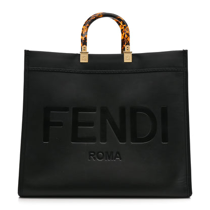 Fendi Vitello King Plexiglass Large Fendi Sunshine Shopper Tote Black 1 of 11