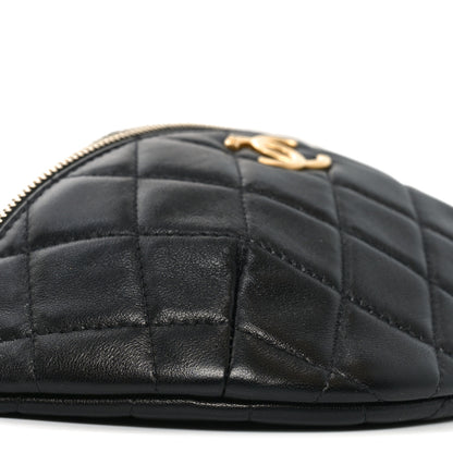 Chanel Shiny Lambskin Quilted CC Slide Waist Bag Fanny Pack Black 8 of 10