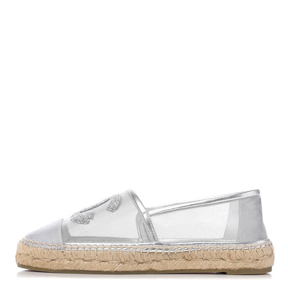 Chanel Mesh Grosgrain CC Espadrilles 37 Silver 1 of 10