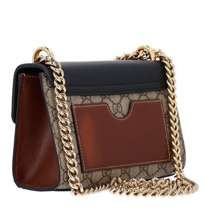 Gucci GG Supreme Monogram Calfskin Small Padlock Shoulder Bag Beige Black Cuir 3 of 10