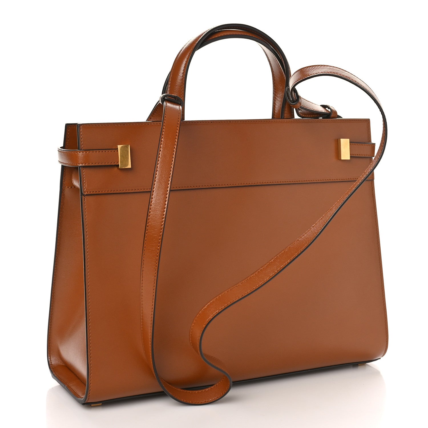 Saint Laurent Calfskin Small Manhattan Shopper Tote Brick Ebony Dark 3 of 9