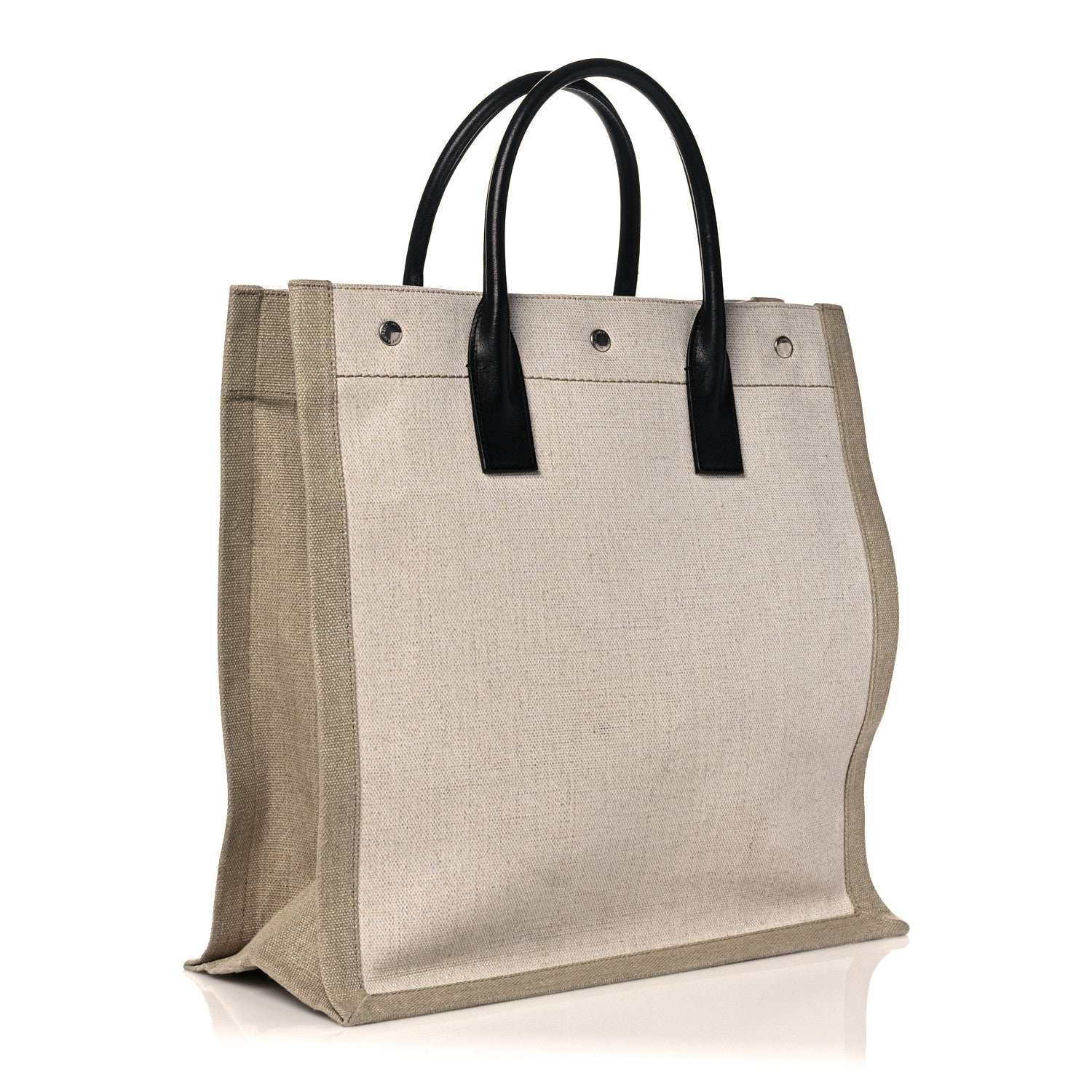 Saint Laurent Linen Calfskin Rive Gauche North South Tote Optic White 3 of 10