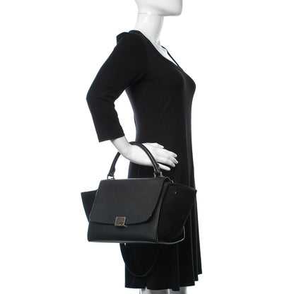 Celine Drummed Calfskin Suede Small Trapeze Black 3 of 11