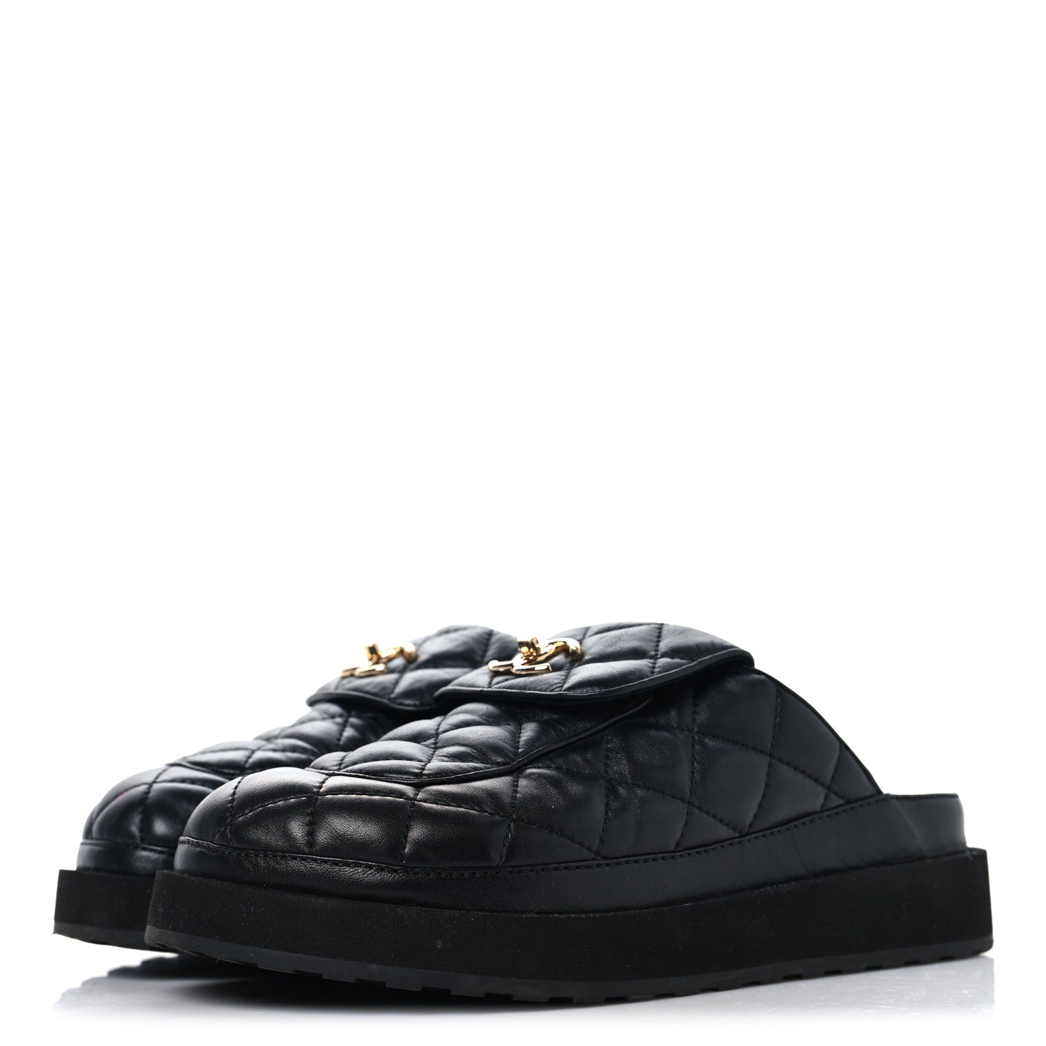 Chanel Lambskin Quilted CC Turnlock Mules 39 Black 4 of 10