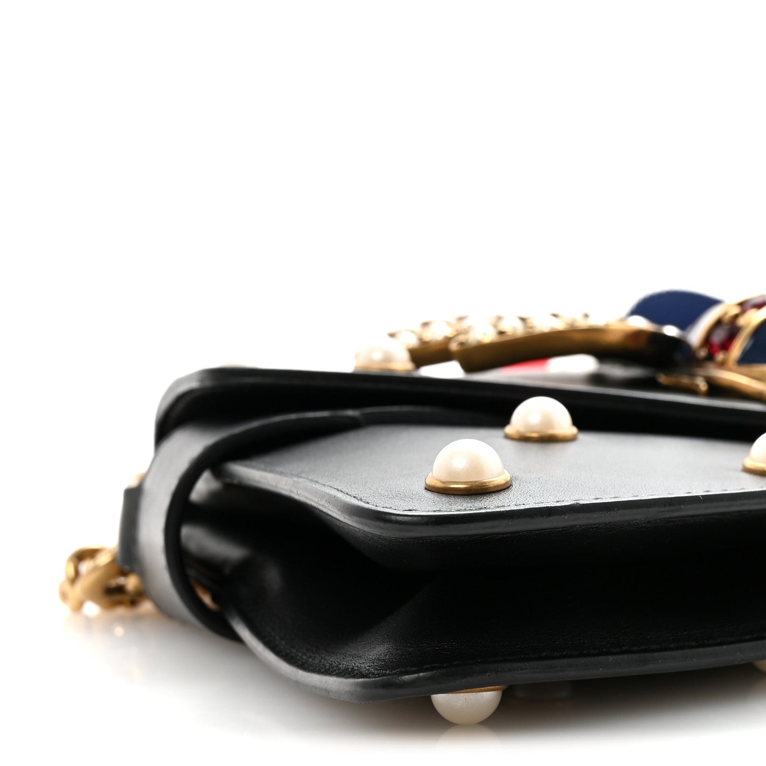 Gucci Nappa Pearl Studded Mini Queen Margaret Broadway Shoulder Bag Black 10 of 11