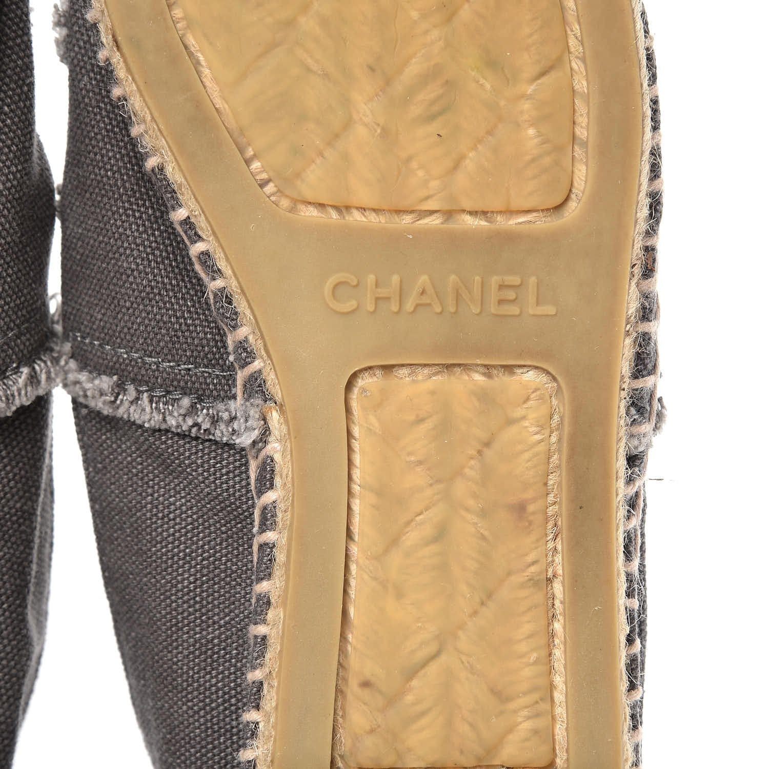Chanel Denim Toile CC Espadrilles 38 Grey Black 6 of 9