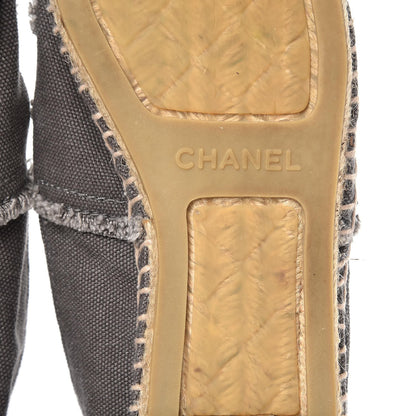 Chanel Denim Toile CC Espadrilles 38 Grey Black 6 of 9