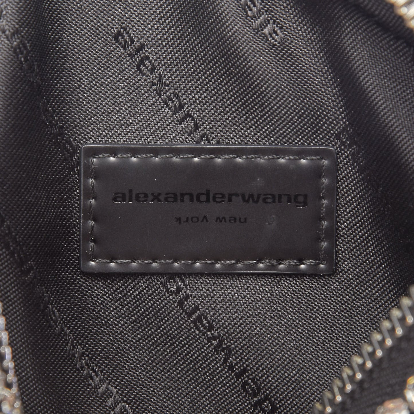 Mesh Crystal Wanglock Fortune Cookie Bag Black