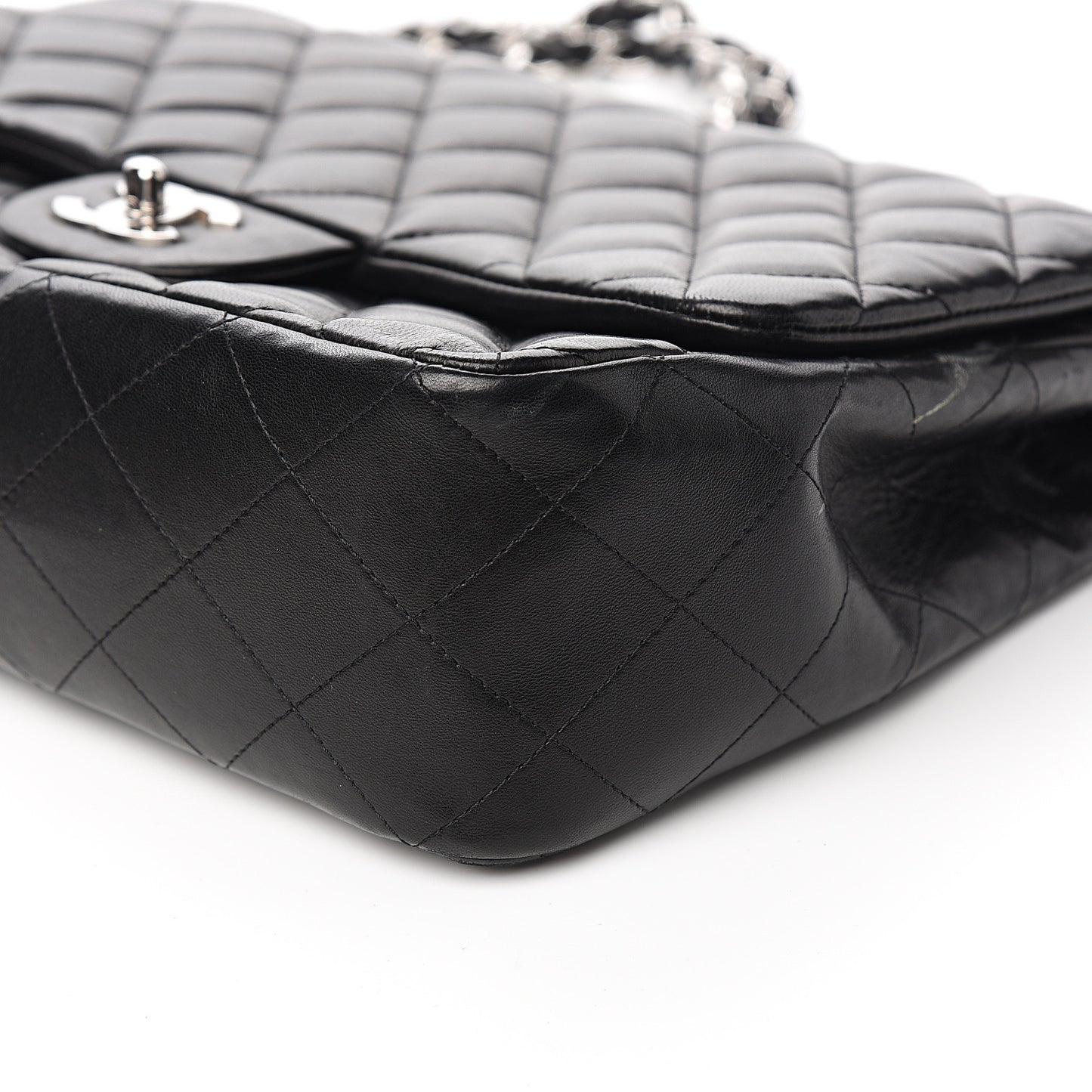 Lambskin Quilted Jumbo Single Flap Black