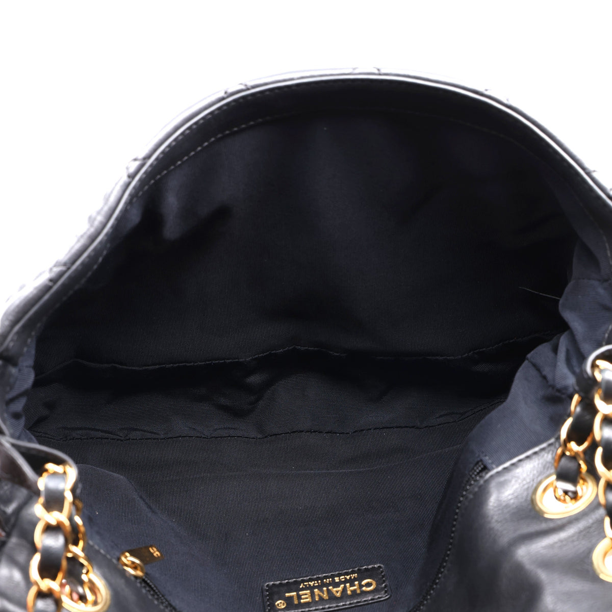 Calfskin Quilted Medium Chain Me Flap Black