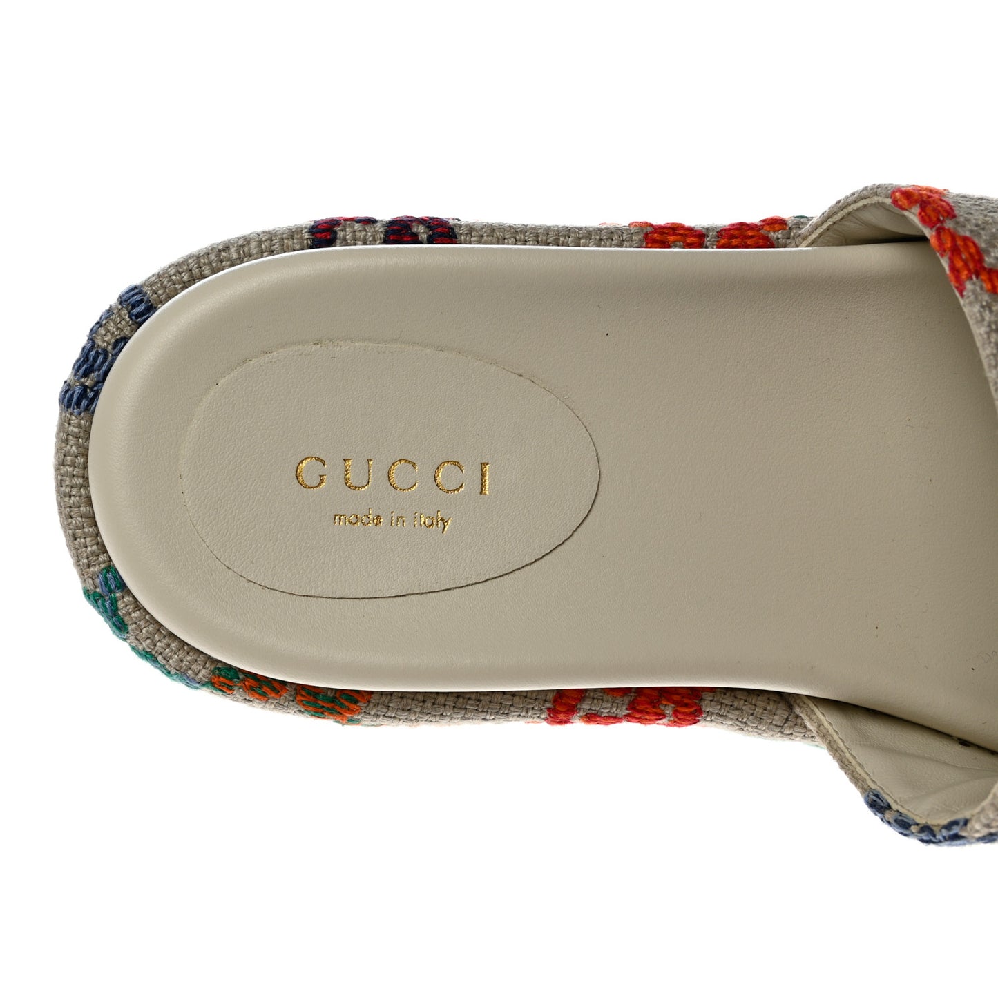 Linen Psychedelic Mini GG Monogram Angelina Platform 55mm Slide Sandals 37 Multicolor