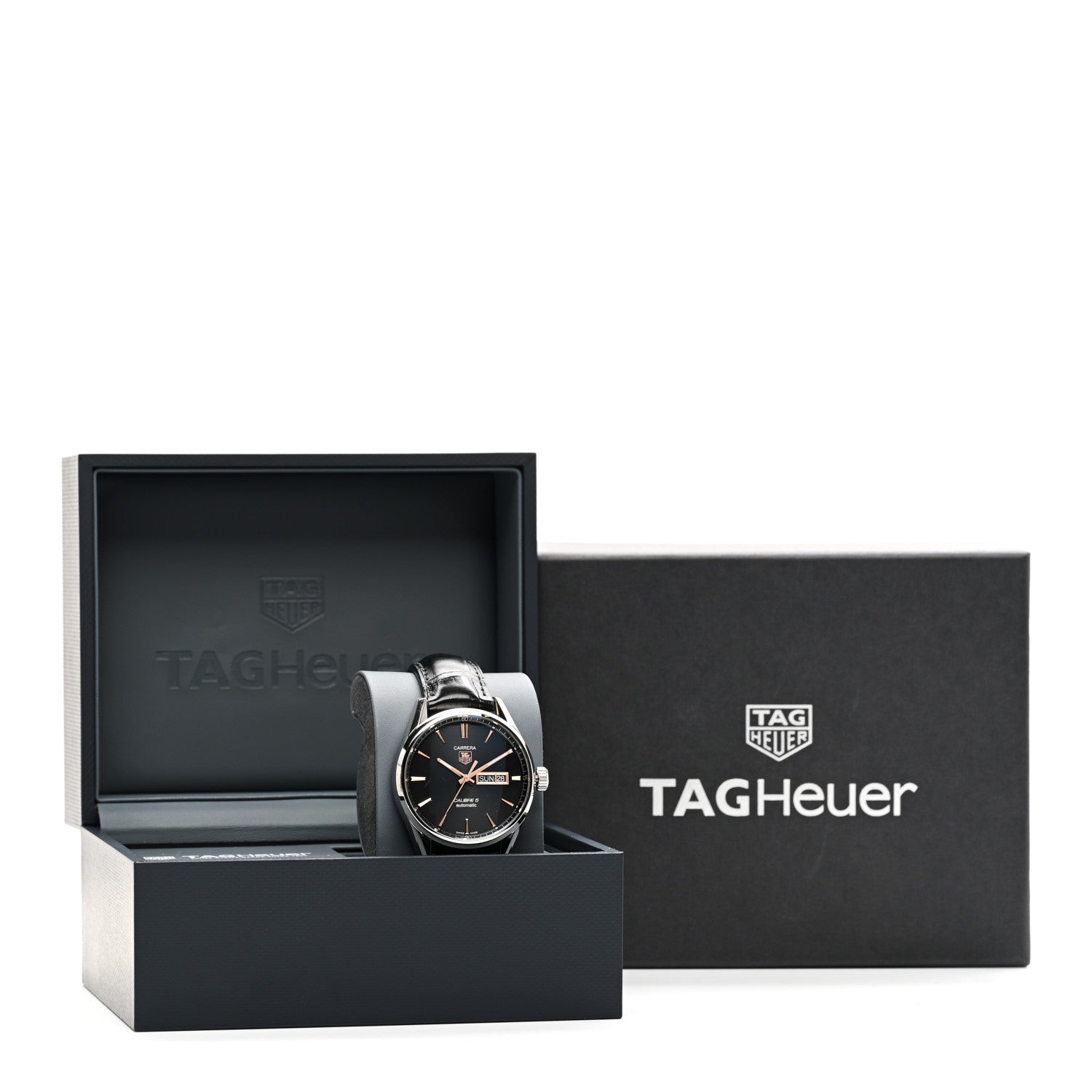 Tag Heuer Stainless Steel Alligator 41mm Carrera Calibre 5 Automatic Watch Black WAR201C 5 of 5