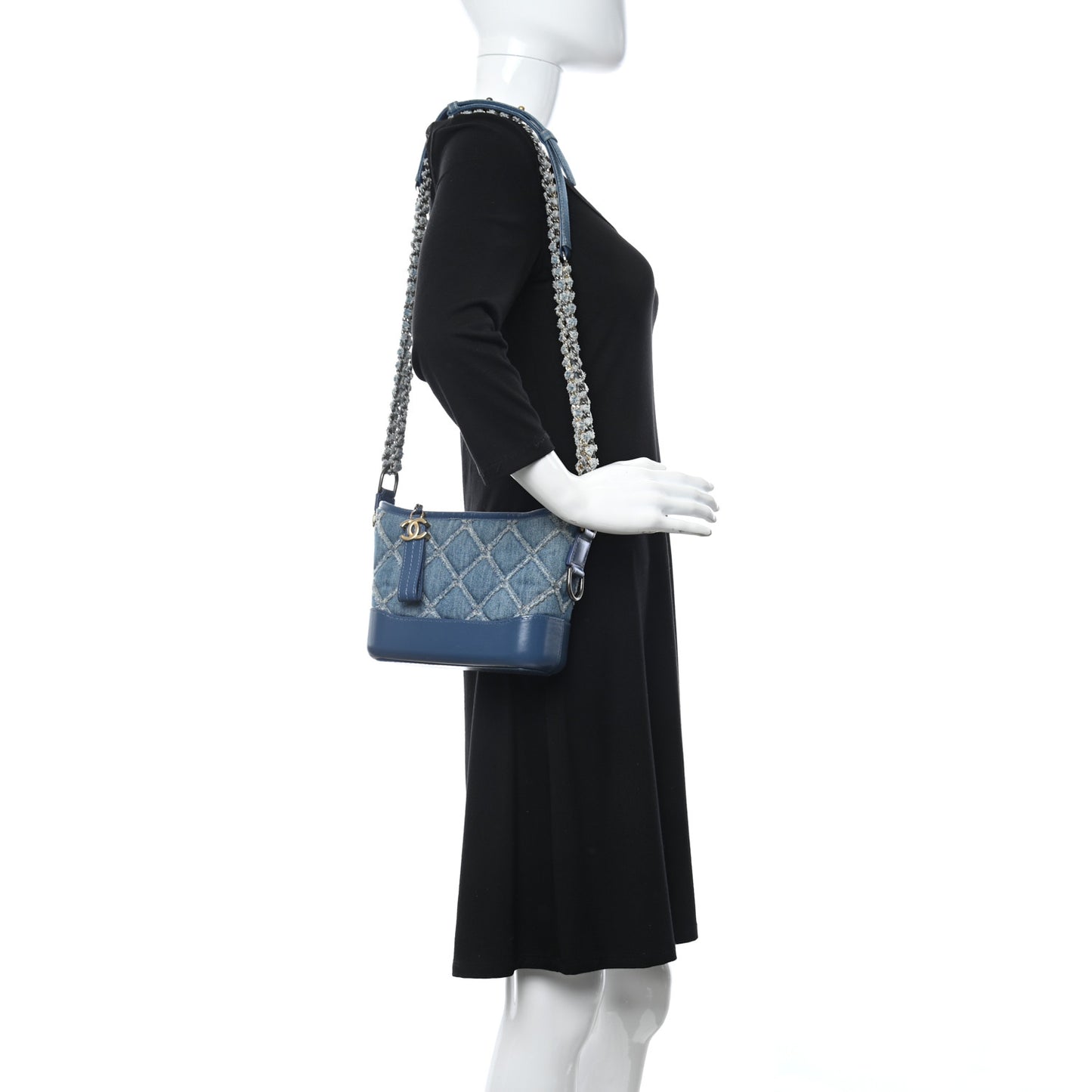 Denim Calfskin Small Gabrielle Hobo Blue