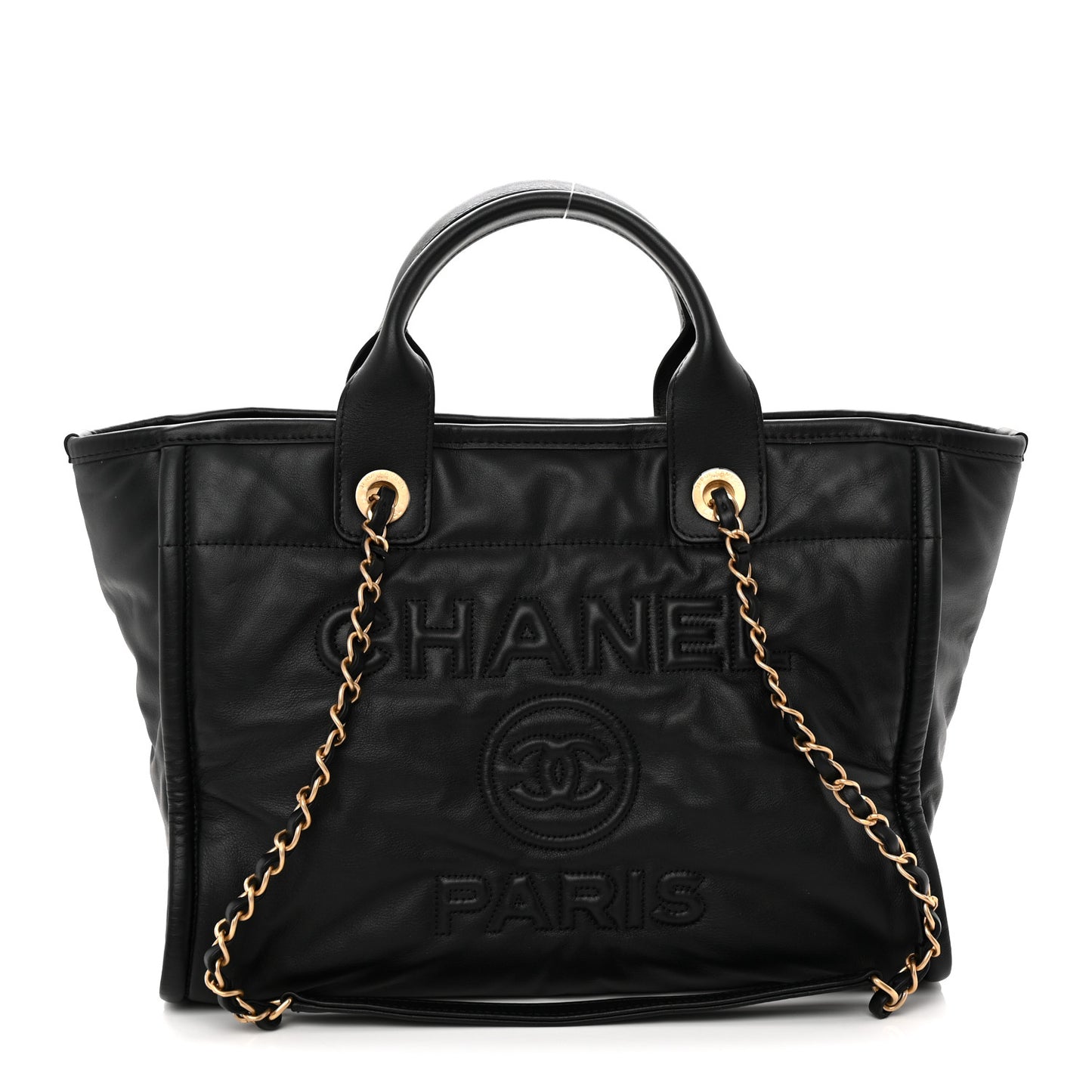 Calfskin Small Deauville Tote Black