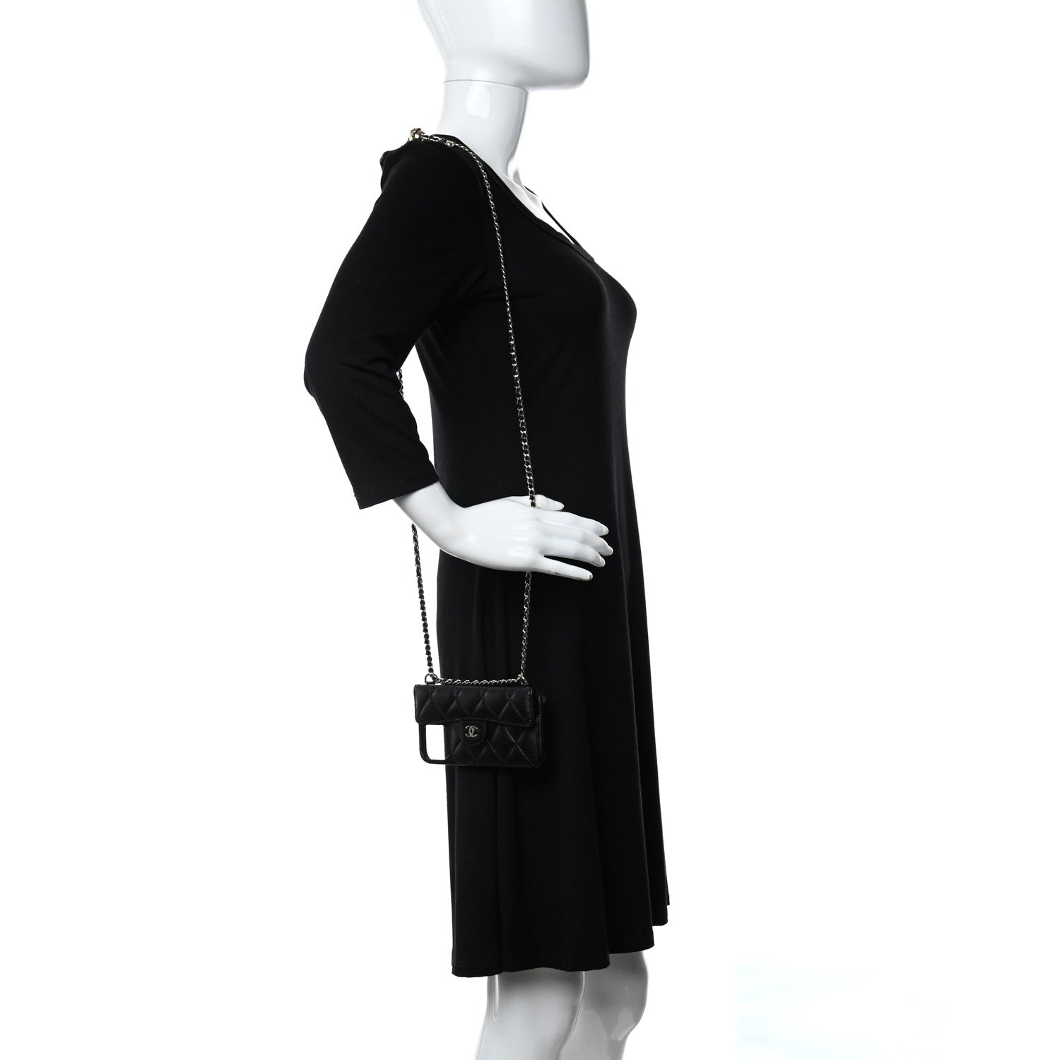 Chanel Lambskin Quilted iPhone XII Pro Max Case With Chain Black 3 of 7