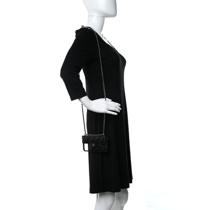 Chanel Lambskin Quilted iPhone XII Pro Max Case With Chain Black 3 of 7