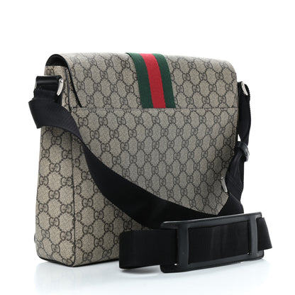Gucci GG Supreme Monogram Web Flap Messenger Bag Black 3 of 9