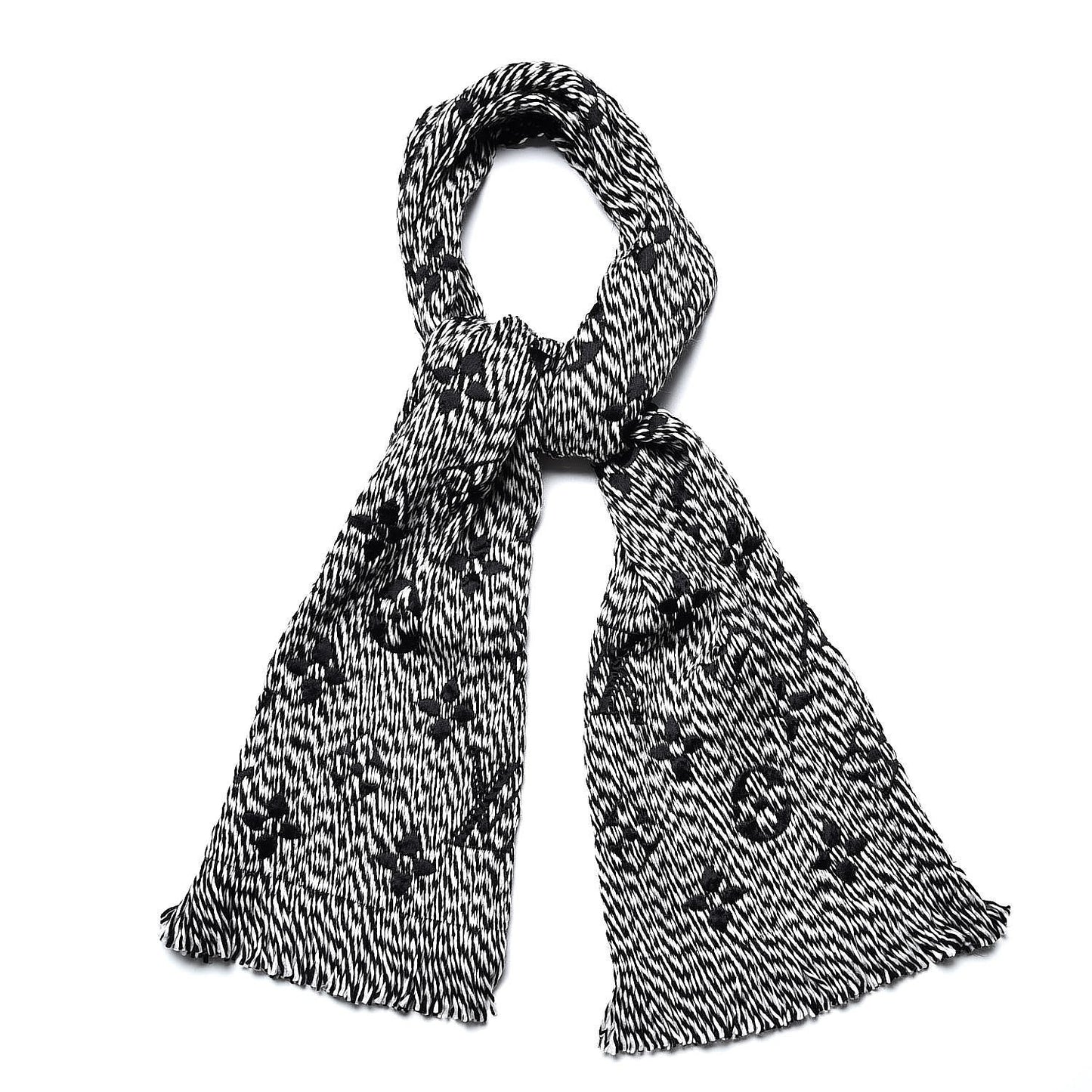 Wool Silk Logomania Mix Scarf Black