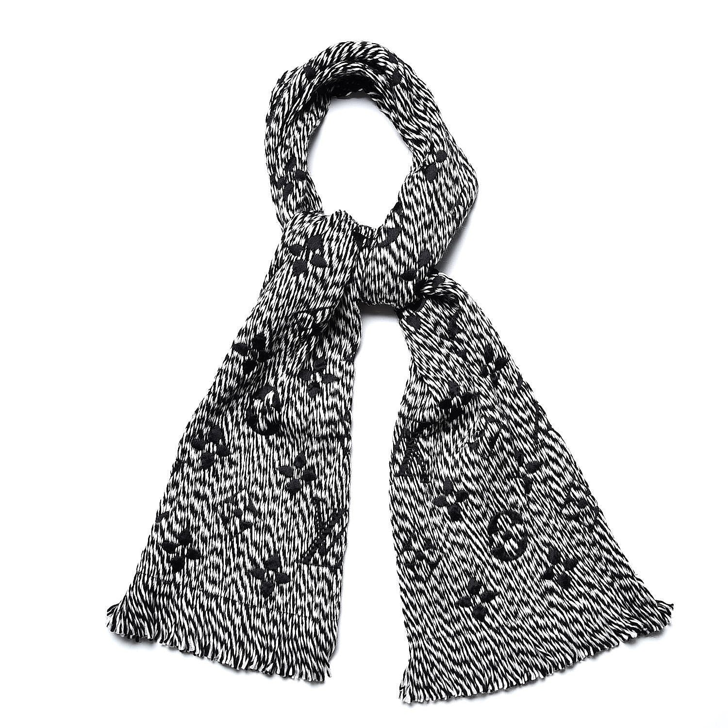Louis Vuitton Wool Silk Logomania Mix Scarf Black 1 of 4