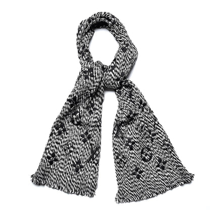 Louis Vuitton Wool Silk Logomania Mix Scarf Black 1 of 4