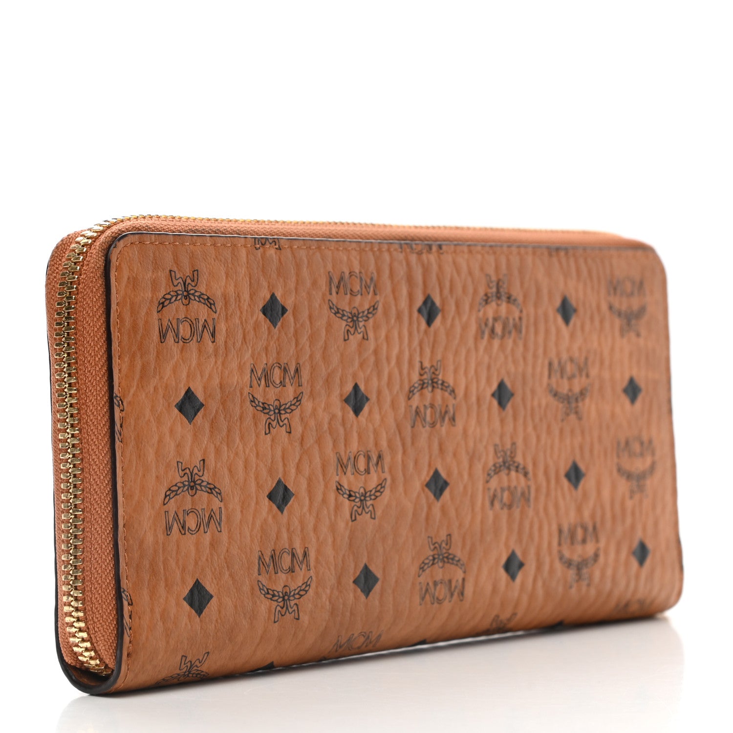 MCM Visetos Large Zip Around Wallet Cognac 3 of 9