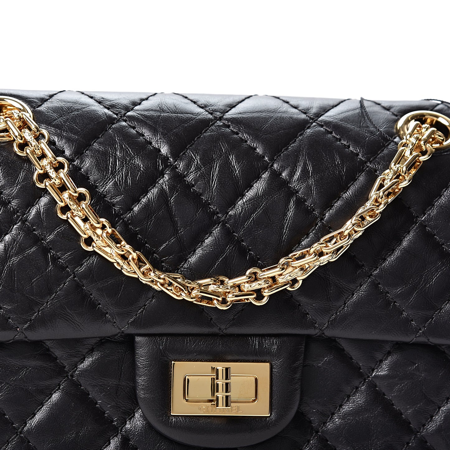 Aged Calfskin Quilted 2.55 Reissue Mini Flap Black