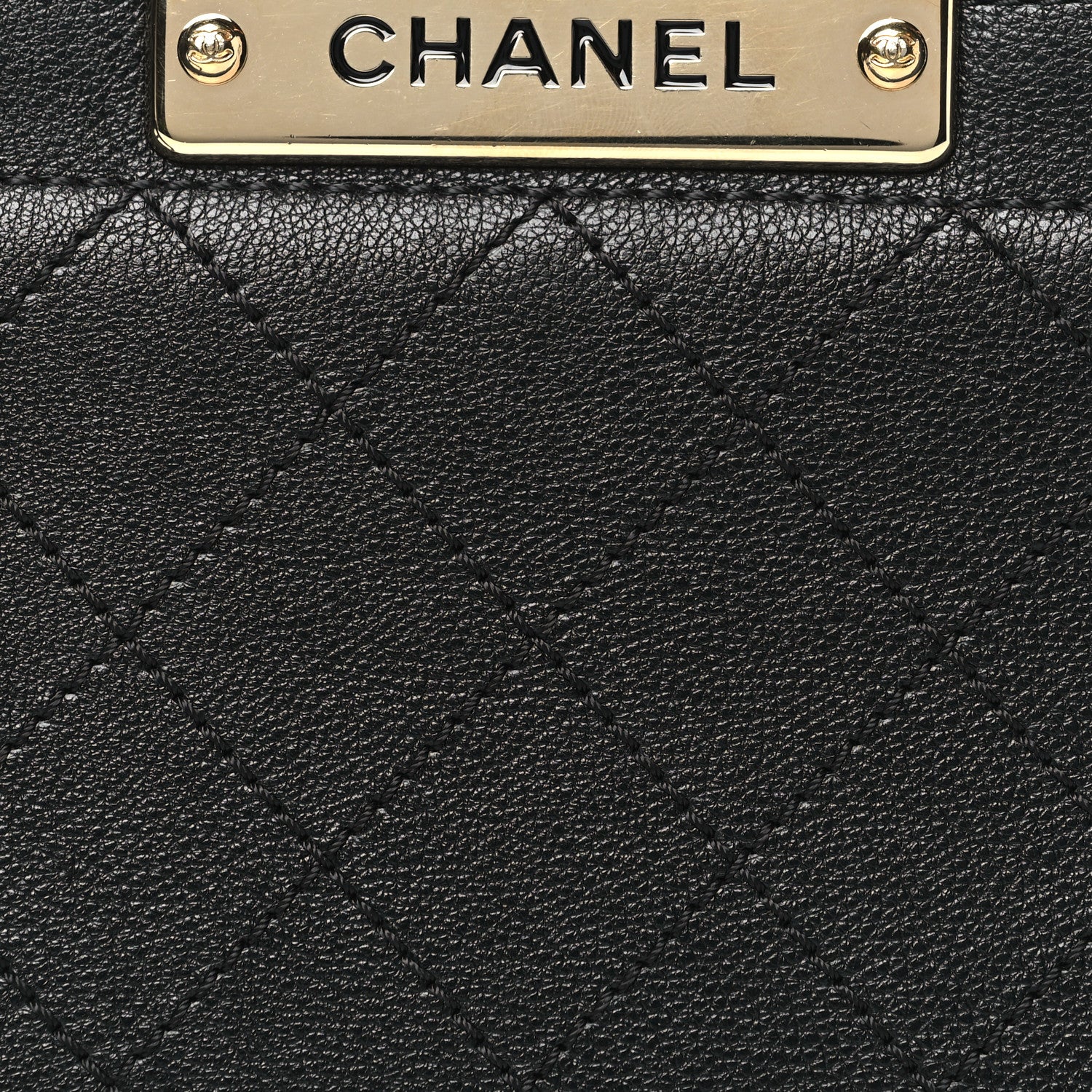 Chanel Grained Calfskin Stitched Mini Label Click Shopper Tote Black 8 of 10