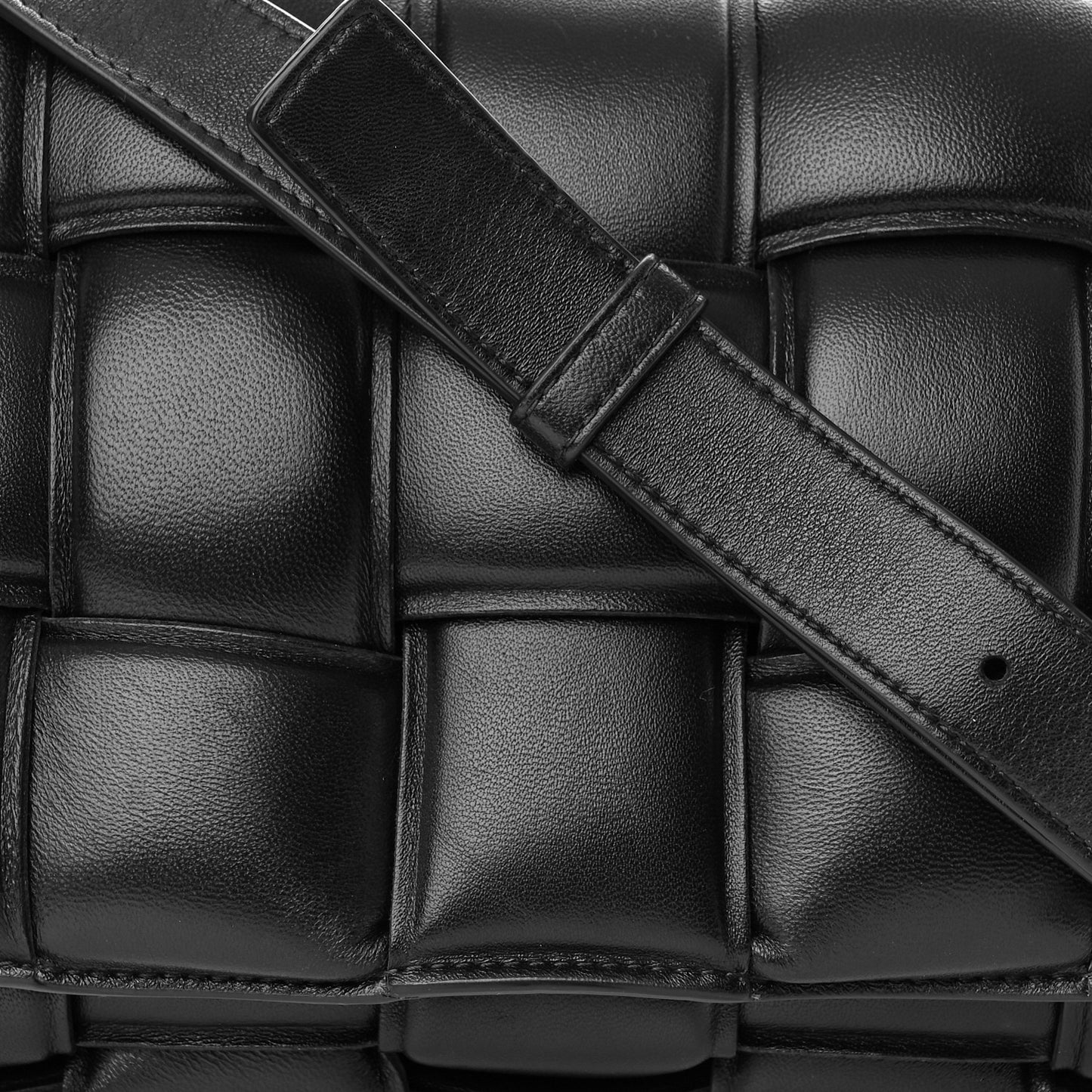 Nappa Maxi Intreccio Padded Cassette Crossbody Bag Black