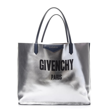 Givenchy Metallic Calfskin Suede Ombre Large Reversible Antigona Tote Blue Silver 5 of 15