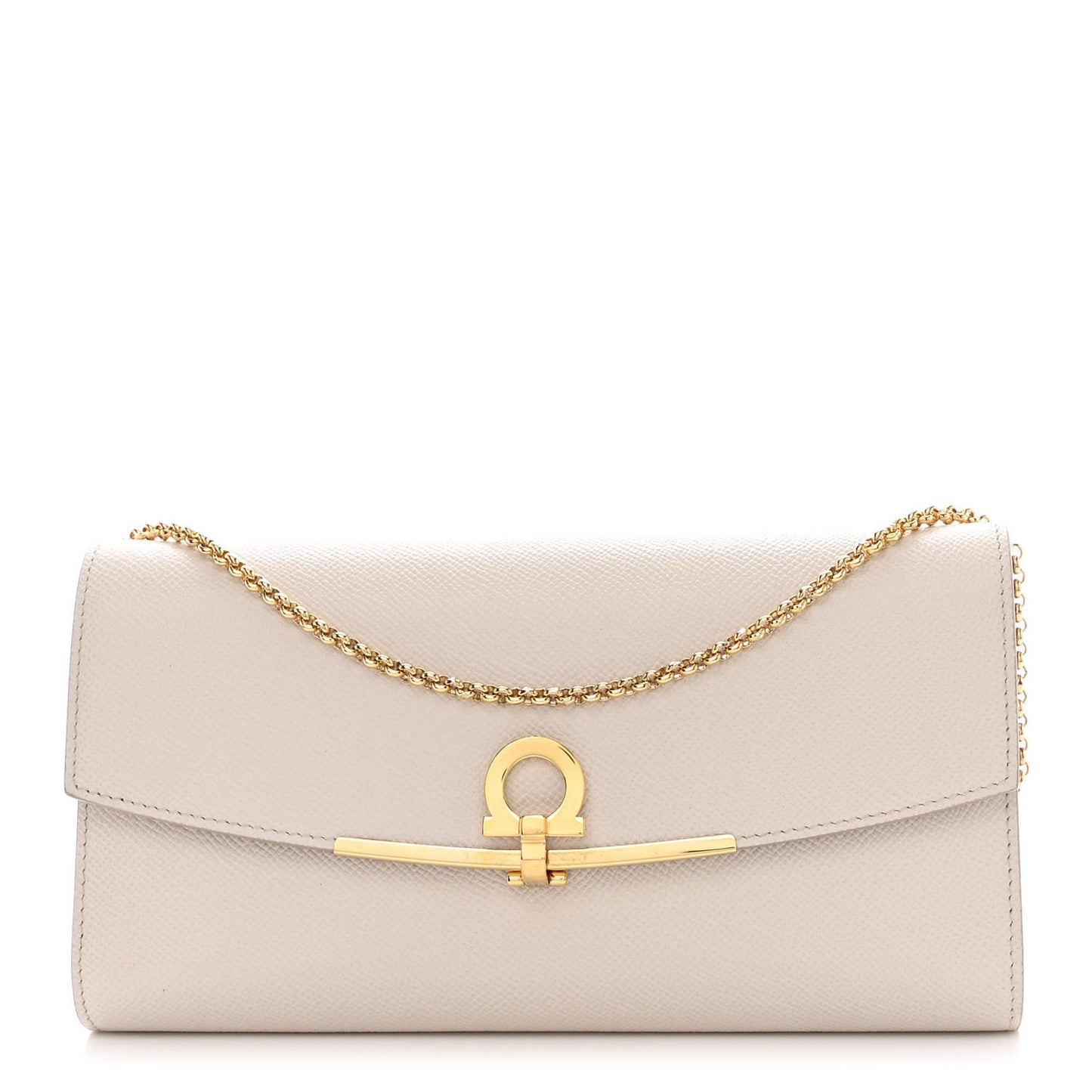 Hammered Calfskin Mini Gancini Icona Bag Bone Copper