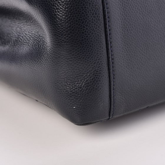 Caviar Quilted Grand Shopping Tote GST Dark Navy Blue