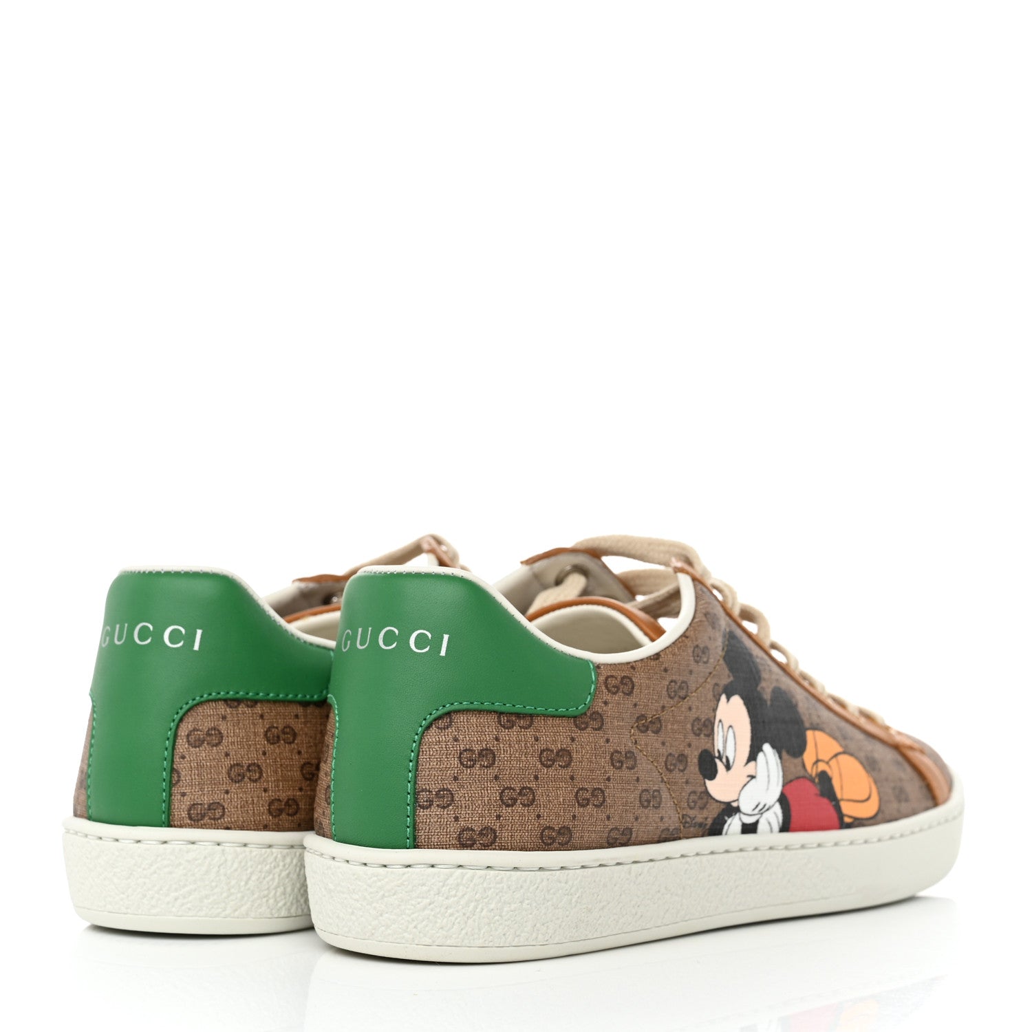 Gucci X DISNEY Mini Vintage GG Supreme Monogram Mickey Mouse Ace Sneakers 36.5 Beige Vintage Sun Oil New Shamarock 4 of 8