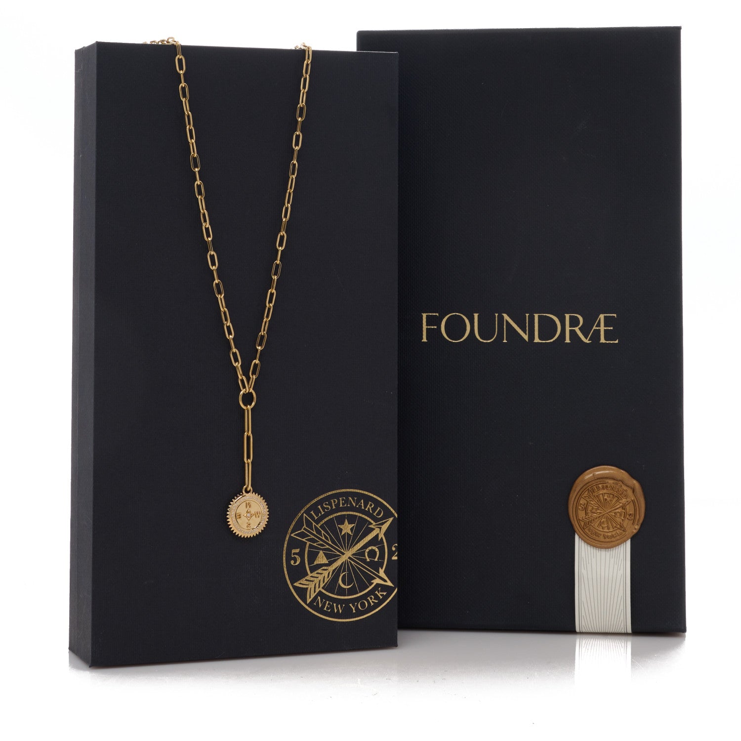 Foundrae 18K Yellow Gold Diamond Internal Compass Refined Clip Extension Chain Necklace 4 of 4