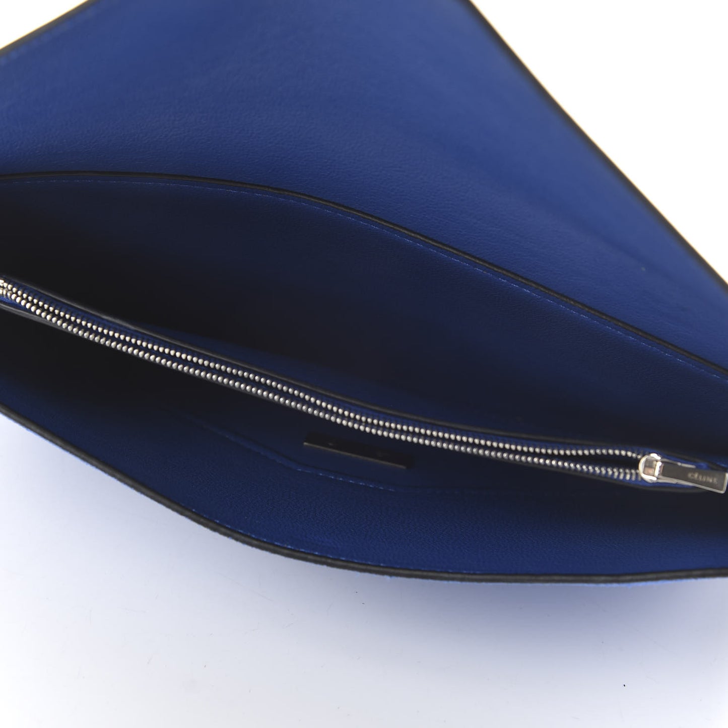Box Calfskin Suede Diamond Clutch Electric Blue