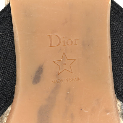 Christian Dior Canvas Embroidered Granville Espadrille Crisscross Flat Slide Sandals 38 Black 7 of 8