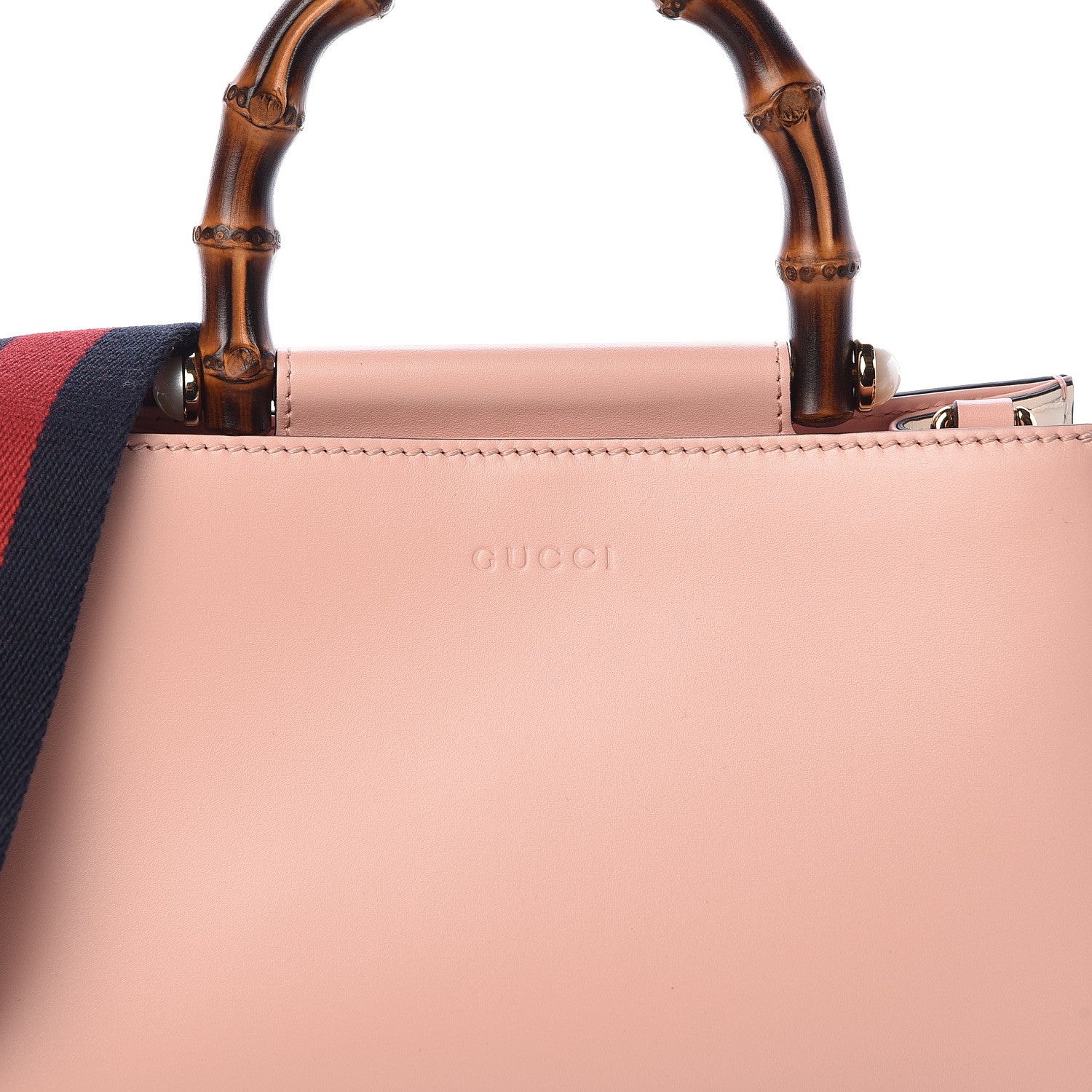 Gucci Nappa Bamboo Web Mini Nymphaea Top Handle Bag Perfect Pink Mystic White 7 of 11