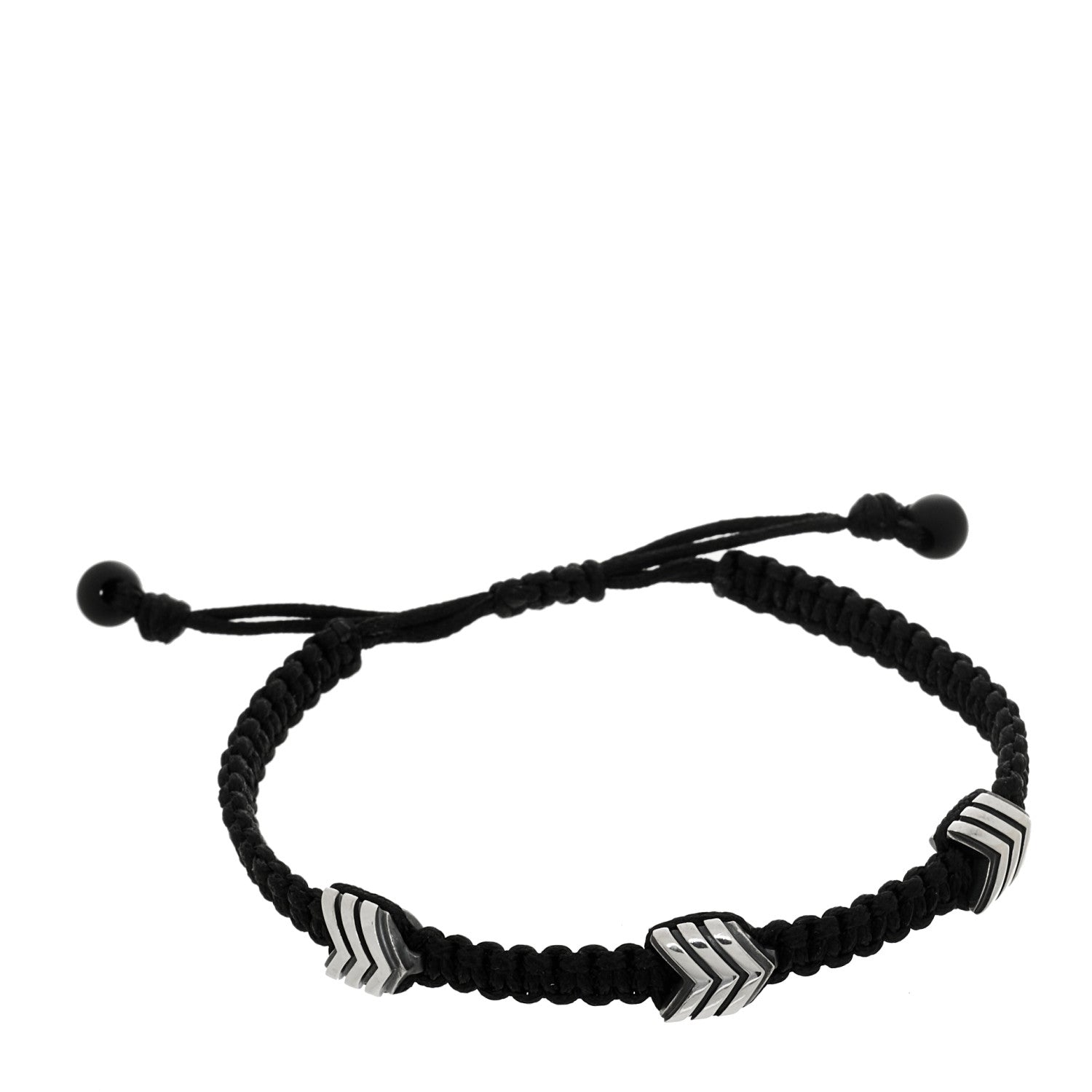 David Yurman Sterling Silver Nylon Chevron Bracelet Black 1 of 4