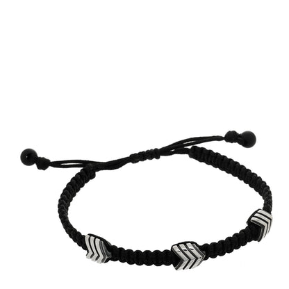 David Yurman Sterling Silver Nylon Chevron Bracelet Black 1 of 4