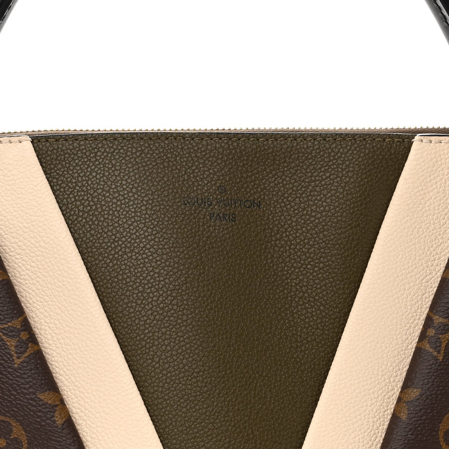 Monogram V Tote MM Khaki Cream