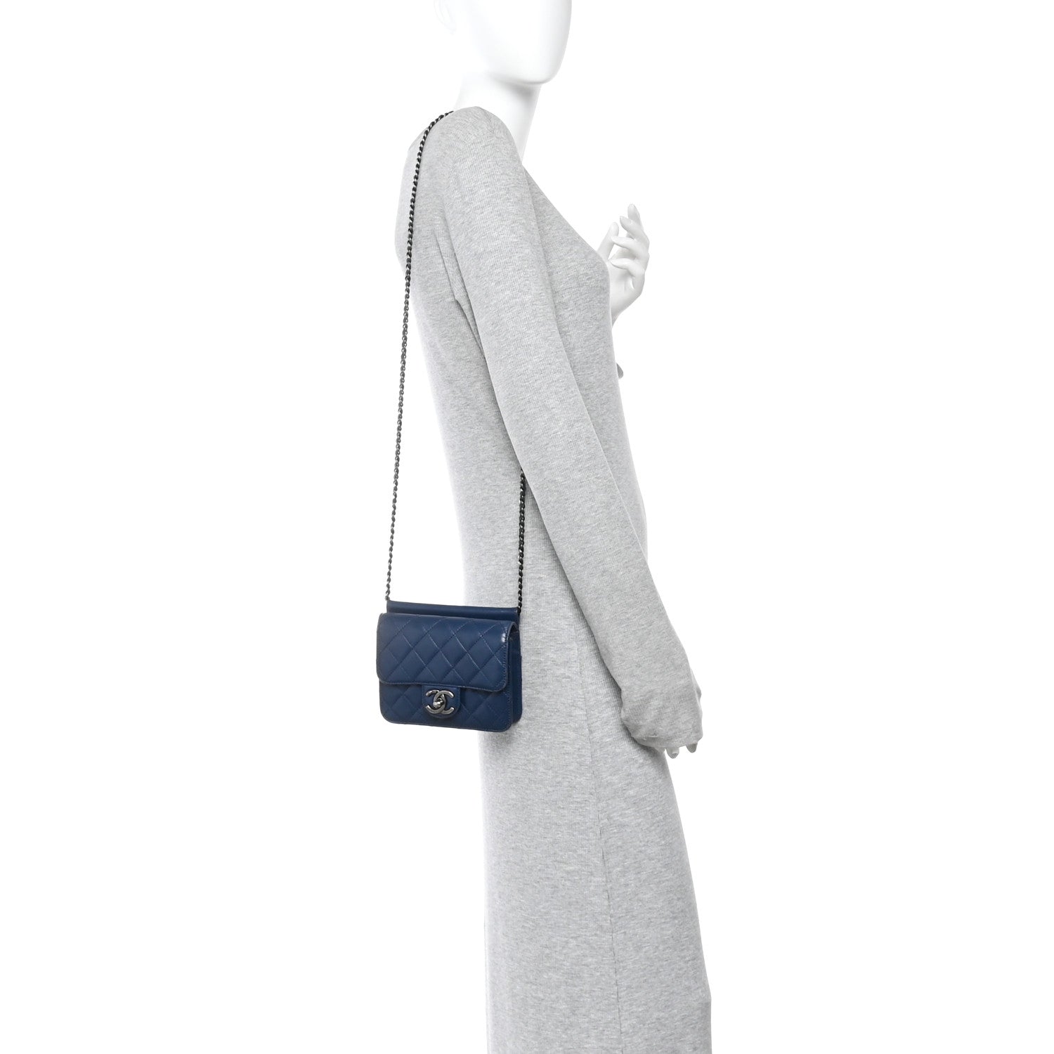 Chanel Lambskin Quilted Mini Crossing Times Flap Blue 2 of 10