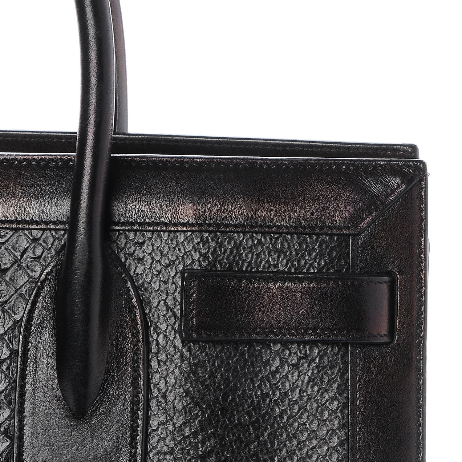 Saint Laurent Python Calfskin Embossed Small Sac de Jour Black 10 of 12