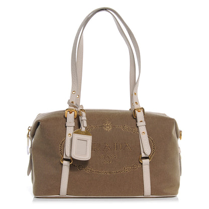 Prada Jacquard Logo Bauletto Corda Talco 1 of 8