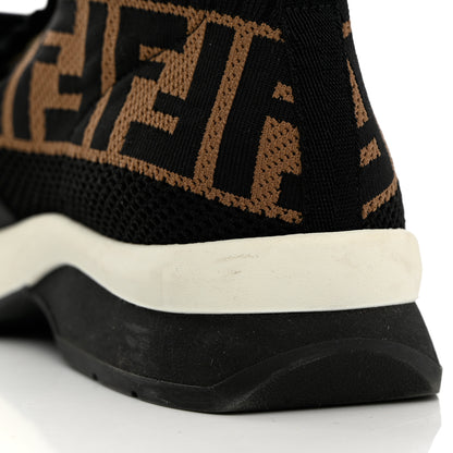 Fendi Stretch Yarn FF Stiff Band Rockoko Sneakers 37.5 Black White Tobacco 9 of 19