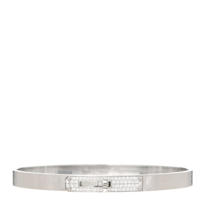 Hermes 18K White Gold Diamond PM Kelly Pave Bracelet LG 1 of 4