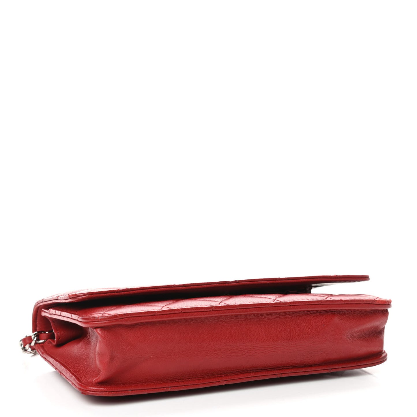 Lambskin Quilted Wallet on Chain WOC Red