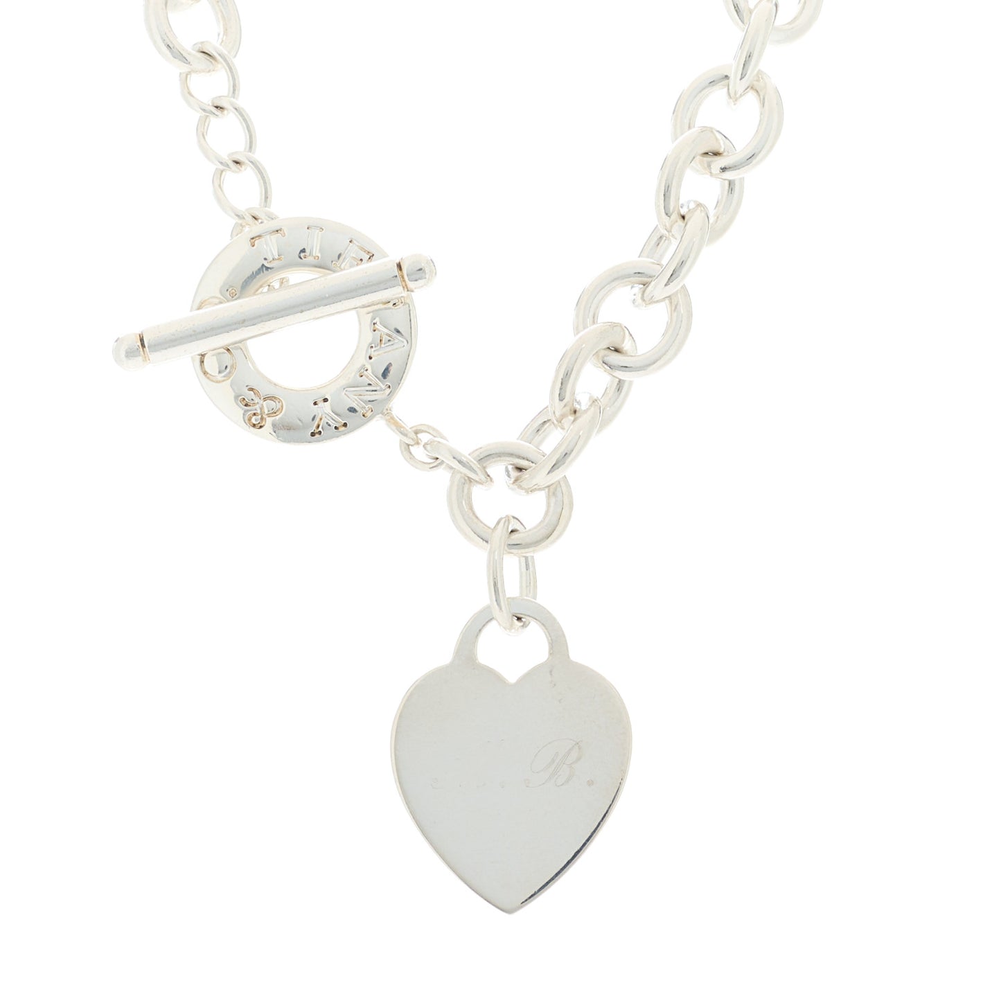 Sterling Silver Heart Tag Toggle Necklace