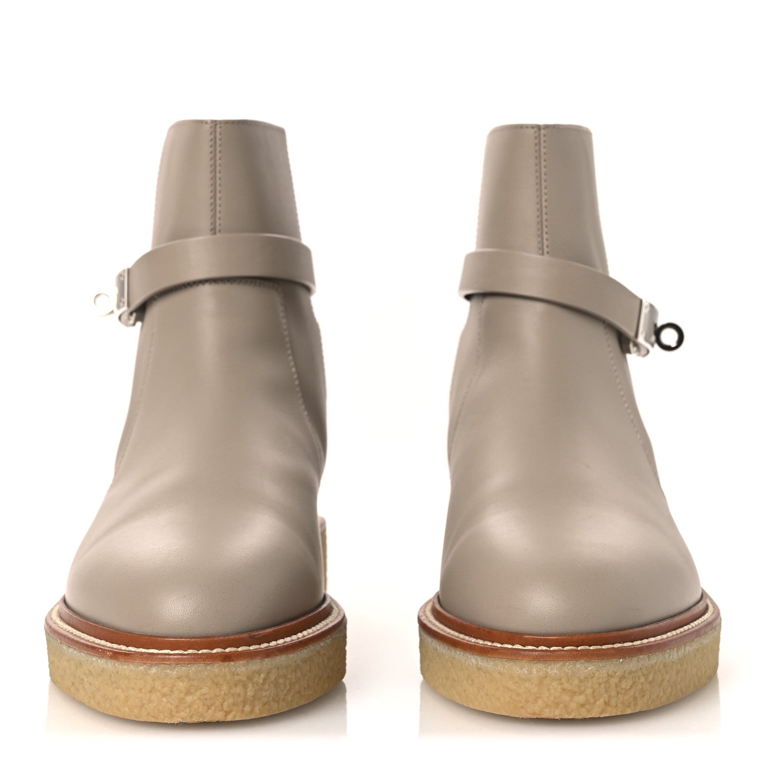 Hermes Calfskin History Ankle Boots 39 Beige Mastic 3 of 12