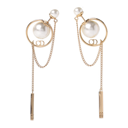 Christian Dior Pearl Tribales Dangle Chain Earrings Gold 1 of 2