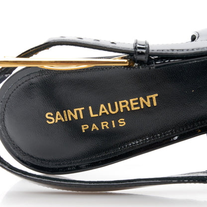 Saint Laurent Glazed Calfskin Lee Slingback Pumps 40 Black 7 of 8